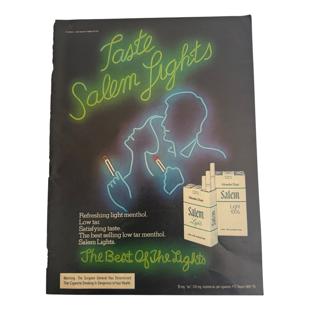1980 Salem Lights Cigarettes Vintage Magazine Print‎ Ad - Tobacco Advertisement
